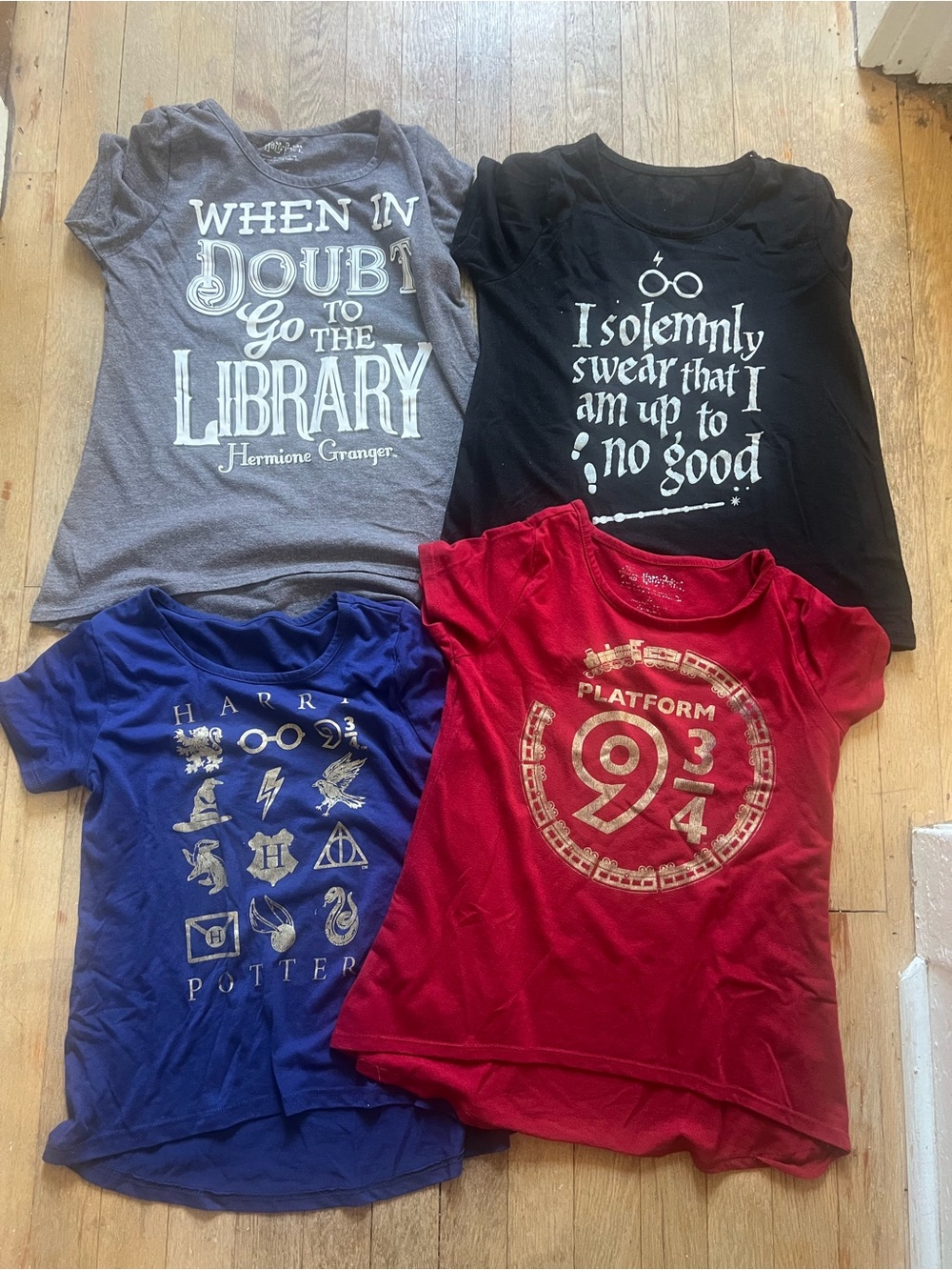 Warner Bros. Harry Potter Kids Short Sleeve Tees - Red, Blue, Black, Gray